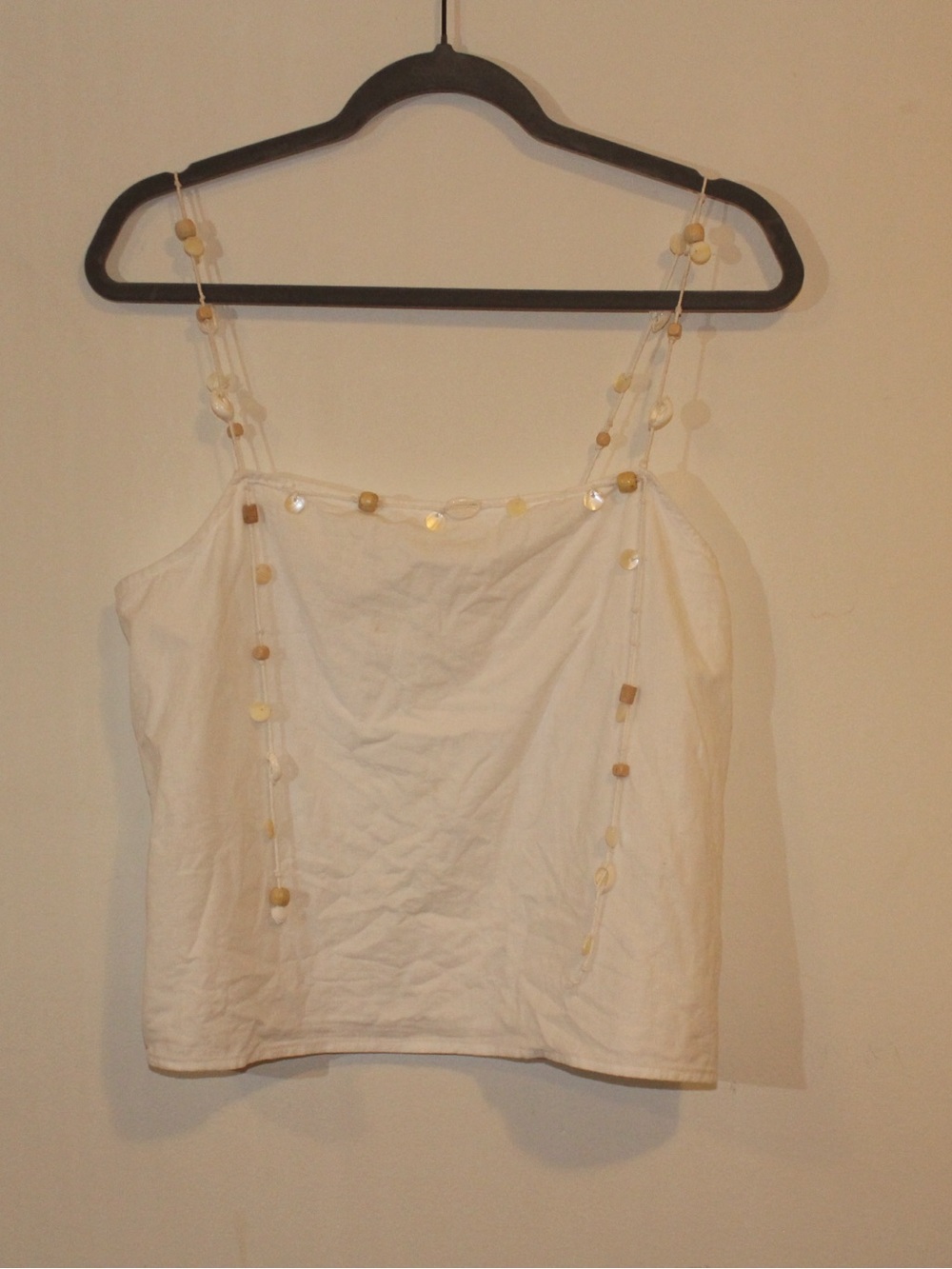 Zara White Beaded-Trim Camisole